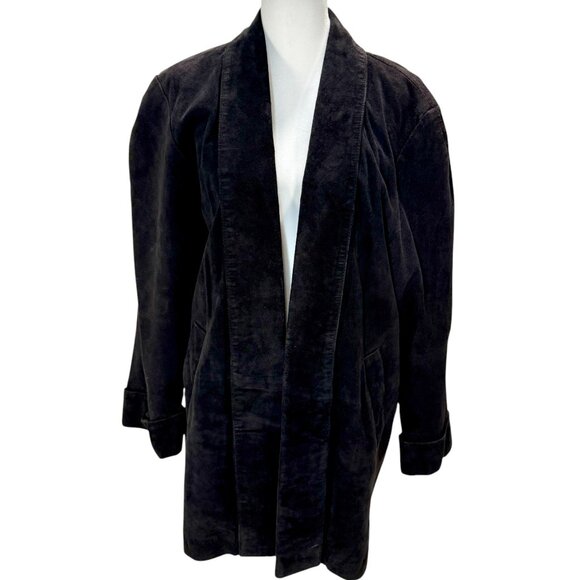 Lord & Taylor Vintage black suede open front jacket/blazer - Picture 2 of 7